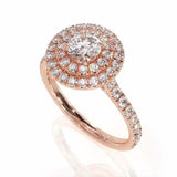 2.6ct Round Cut VVS1D Diamond Engagement Ring Double Halo 14k Rose Gold Finish