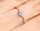 1ct Trillion Cut Blue Aquamarine Engagement Ring Three Stone 14k RoseGold Finish