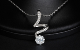 2ct Round Diamond Pendant Unique Twisted Design 14k White Gold Finish NO CHAIN