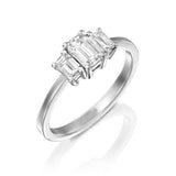 1.4ct Emerald Cut VVS1D Diamond Engagement Ring Trilogy 14k White Gold Finish