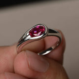 0.75ct Oval Cut Pink Ruby Solitaire Promise Engagement Ring 14k WhiteGold Finish