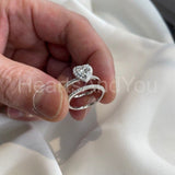 1.6ct Heart Cut Simulated Diamond Wedding Bridal Ring Halo 14k White Gold Plated