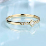 1ct Princess Diamond Engagement Ring Minimalist Thin Promise 14k YellowGold Over