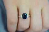 1.8ct Oval Cut London Blue Topaz Leaf Marquise Accent Ring 14k Rose Gold Finish