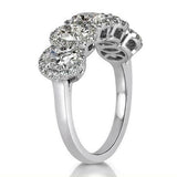 4Ct Oval Cut Diamond Five Stone Halo Women Engagement Ring 14K White Gold Finish