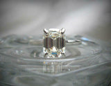 Solitaire Women Engagement Ring 1.5ct Emerald Cut Diamond 14k White Gold Finish