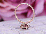 2.1ct Round Cut Pink Ruby Engagement Ring Round Accent Halo 14k Rose Gold Finish