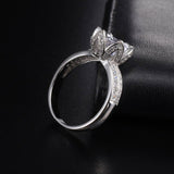 1ct Round Cut VVS1 D Diamond Lotus Flower Engagement Ring 14k White Gold Finish