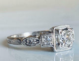 2ct Round Diamond Milgrain Vintage Inspired Engagement Ring 14k WhiteGold Finish