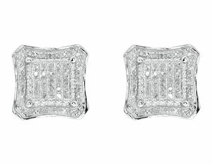 0.4ct Round Cut VVS1D Diamond Kite Octagon Stud Earrings 14k White Gold Finish