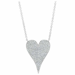 1.7ct Round Cut Diamond Cluster Heart Shape Pendant Chain 14k White Gold Finish