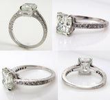 3Ct Radiant Cut Diamond Vintage Antique Engagement Ring 14K White Gold Finish