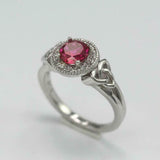 2.3ct Round Cut Pink Ruby Engagement Ring Halo Celtic Trinity 14k WhiteGold Over