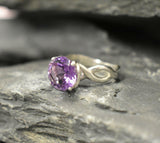 1.2ct Engagement Ring Round Cut Purple Amethyst Infinity 14k White Gold Finish