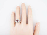 2ct Oval Cut Pink Ruby Engagement Ring Milgrain Art Deco 14k White Gold Finish