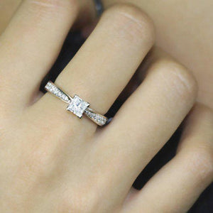 1.5ct Princess Cut Diamond Classic Proposal Solitaire Ring 14k White Gold Finish