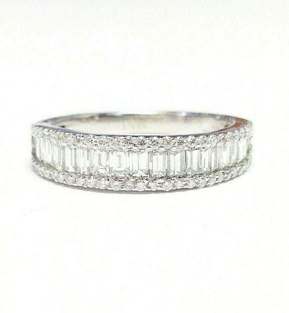 5Ct Baguette Cut Diamond Half Eternity Gatsby Wedding Band 14K White Gold Finish