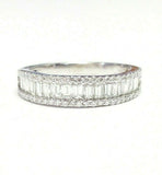 5Ct Baguette Cut Diamond Half Eternity Gatsby Wedding Band 14K White Gold Finish