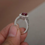 2ct Oval Cut Pink Ruby Engagement Ring 14k White Gold Finish Halo Split Shank