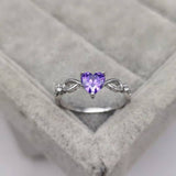 1ct Heart Cut Simulated Amethyst Infinity Engagement Ring 14k White Gold Plated