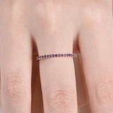 1ct Round Cut Purple Amethyst Half Eternity Wedding Band Ring 14k Rose Gold Over