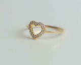 0.12ct Engagement Ring Round Cut Diamond Open Heart Shaped 14k YellowGold Finish