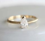 1.2ct Pear Cut Diamond Engagement Ring 14k Yellow Gold Finish Solitaire Women