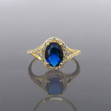 2ct Oval Cut Blue Sapphire Engagement Ring 14k Yellow Gold Finish Split Shank