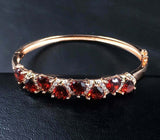 15Ct Heart Cut Red Garnet Cocktail Bangle Bracelet 14K Rose Gold Finish