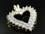 0.7ct Round Cut VVS1D Diamond Pendant Heart Shaped 14k Yellow Gold Over NO CHAIN