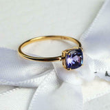 1ct Cushion Cut Purple Amethyst Engagement Ring Solitaire 14k Yellow Gold Finish