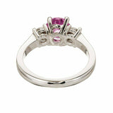 1.79ct Round Cut Pink Sapphire Engagement Ring Trilogy 14k White Gold Finish