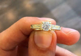 1.5ct Round Cut Diamond Engagement Ring Vintage Inspired 14k Yellow Gold Finish