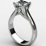 1Ct Princess Cut Diamond Heart Shape Prong Engagement Ring 14K White Gold Finish