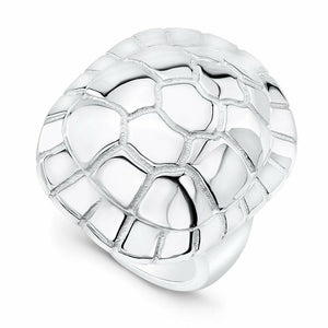 Elegant Lucky Turtle Back Shell Cocktail Statement Ring 14k White Gold Finish