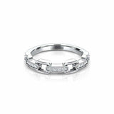 Open Link Design Wedding Ring Band 0.15ct Round Cut Diamond 14k WhiteGold Finish