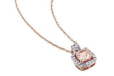 2ct Cushion Cut Peach Morganite Diamond Halo Pendant 14k Rose Gold Over NO CHAIN