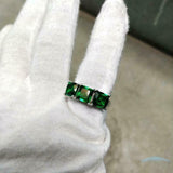 2.6ct Engagement Ring Cushion Cut Green Emerald Three Stone 14k WhiteGold Finish