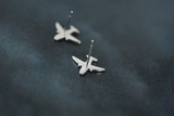 Cute Small Flying Aeroplane Stud Earrings Graduation Gift 14k White Gold Finish