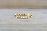 0.5ct Round Cut Pink Ruby Wedding Band 14k Yellow Gold Over Open Bezel Stackable