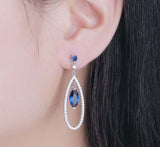 2.7ct Drop Earrings Marquise Cut Sapphire Cocktail Dangling 14k White Gold Over