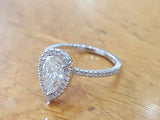 2.5ct Pear Cut Diamond Halo Accent Solitaire Engagement Ring 14k White Gold Over