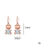 2Ct Round Cut Diamond Chubby Bear Drop Earrings 14K White Or Rose Gold Finish