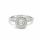 2ct Engagement Ring Round Cut Diamond Accent Dual Halo 14k White Gold Finish