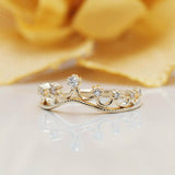 Crown Design Engagement Ring 1ct Round Cut VVS1D Diamond 14k Yellow Gold Finish