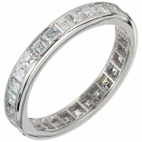 2ct Asscher Diamond Wedding Ring Band Eternity Channel Set 14k White Gold Finish