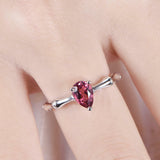 1ct Pear Cut Pink Ruby Fancy Bamboo Design Engagement Ring 14k White Gold Finish