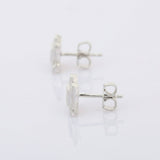 1ct Stud Earrings Princess Cut Diamond Tiled Design 14k White Gold Finish