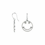 1ct Round Cut VVS1 Diamond Smiley Face Drop Earrings Women 14k White Gold Finish