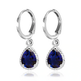 2Ct Pear Cut Blue Sapphire Solitaire Water Tear Drop Earring 14K White Gold Over